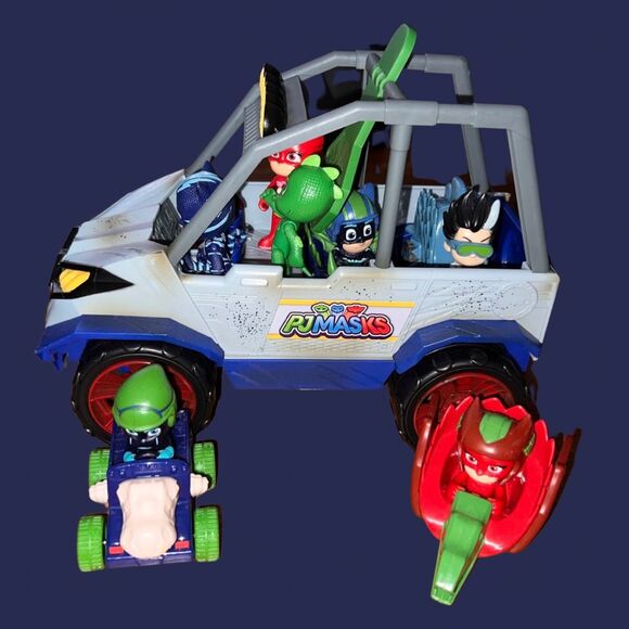 PJ Masks Off Roader Rescue Vehicle Catboy, Owlett, Gekko Figures Dinosaur Cars # - Picture 5 of 6
